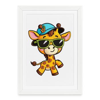 Groovy Giraffe Sunglasses Tee - Framed poster (27 × 37 cm) - white - Front