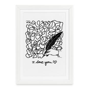 Conception, Dessin, Gribouiller, Feder, Dessin, Ble - Affiche encadrée (27 × 37 cm) - blanc - Devant