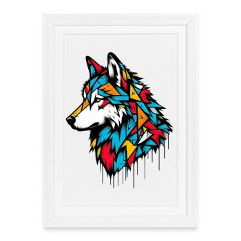 Loup - Affiche encadrée (27 × 37 cm) - blanc - Devant