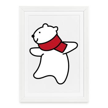 petit ours polaire mignon - Affiche encadrée (27 × 37 cm) - blanc - Devant