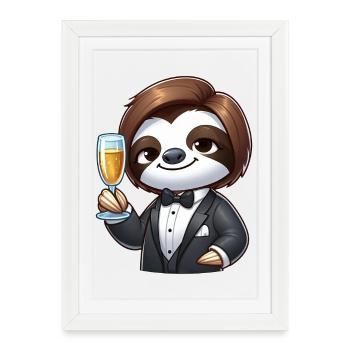 paresseux Costume de fête Fêtes de fin d’année - Affiche encadrée (27 × 37 cm) - blanc - Devant