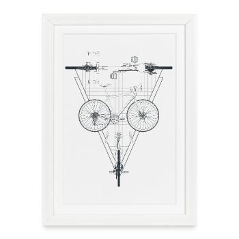 Geometric Bicycle Inside Triangle Emblem - Framed poster (27 × 37 cm) - white - Front