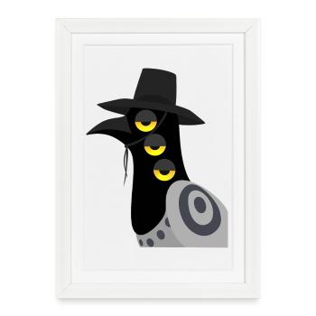 Dämonischer Vogel skeptisch - Gerahmtes Poster (27 × 37 cm) - Weiß - Vorne