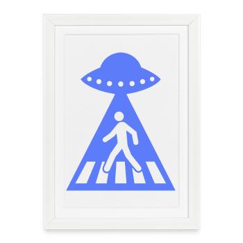 Drôle OVNI Stick Figure Alien Rencontre - Affiche encadrée (27 × 37 cm) - blanc - Devant