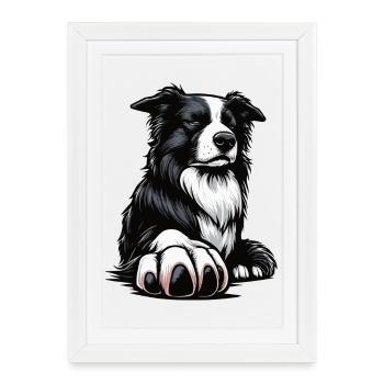 Border Collie Propriétaire Collie Amant de Collie - Affiche encadrée (27 × 37 cm) - blanc - Devant