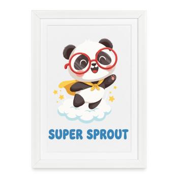 Mignon Super Sprout Panda avec capuchon - Affiche encadrée (27 × 37 cm) - blanc - Devant