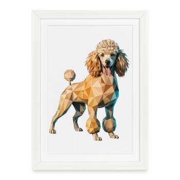 Poodle - Cool Low Poly Logo - Framed poster (27 × 37 cm) - white - Front
