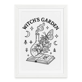 Sorcellerie Sorcière Livre Jardin - Affiche encadrée (27 × 37 cm) - blanc - Devant