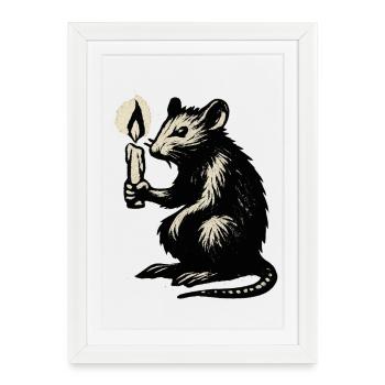 Mouse candlelight - Framed poster (27 × 37 cm) - white - Front
