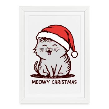 Noël miaou - Affiche encadrée (27 × 37 cm) - blanc - Devant