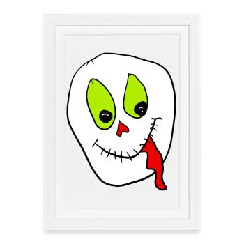 Neon Skull Grin Halloween - Framed poster (27 × 37 cm) - white - Front