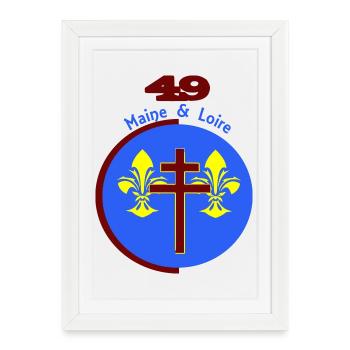 logo revisité du Maine et Loire 49 - Affiche encadrée (27 × 37 cm) - blanc - Devant