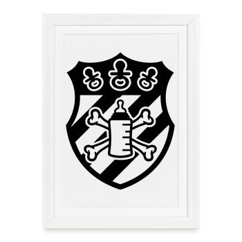 Coat of Arms Pacifier Pirate – Gift for Baby & Child - Framed poster (27 × 37 cm) - white - Front