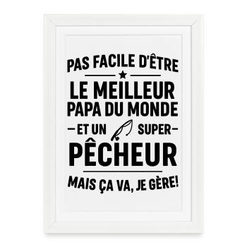 Pêche – Super Papa Pêcheur - Affiche encadrée (27 × 37 cm) - blanc - Devant
