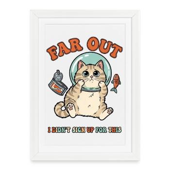 Chat mignon dessin animé Aquarium Astronaute blanc en plein air - Affiche encadrée (27 × 37 cm) - blanc - Devant