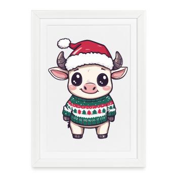 Taurus Christmas Xmas - Framed poster (27 × 37 cm) - white - Front