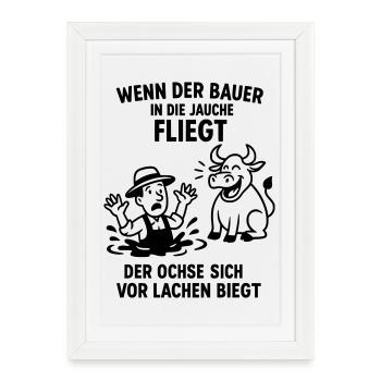 Farmer Slurry disant blague Bœuf - Affiche encadrée (27 × 37 cm) - blanc - Devant