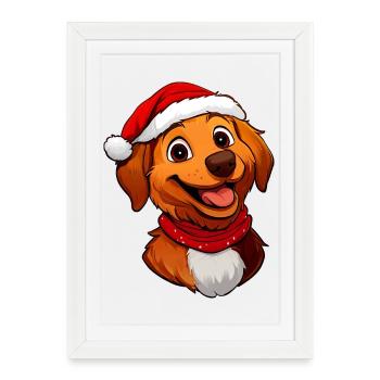 Dog Santa Claus - Framed poster (27 × 37 cm) - white - Front