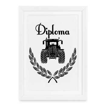 Diploma Tractor - Framed poster (27 × 37 cm) - white - Front