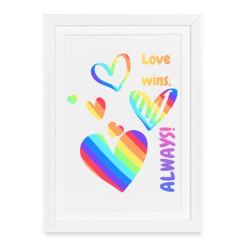 Pride / CSD / LGBTQ+ Design « l’amour gagne toujours » - Affiche encadrée (27 × 37 cm) - blanc - Devant