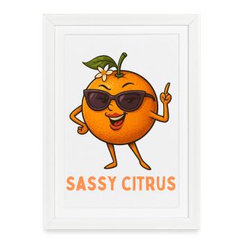 Agrumes Impertinents avec lunettes de soleil - Affiche encadrée (27 × 37 cm) - blanc - Devant