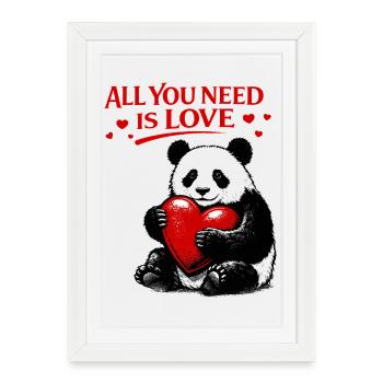 Motif d’amour au cœur de panda - Affiche encadrée (27 × 37 cm) - blanc - Devant