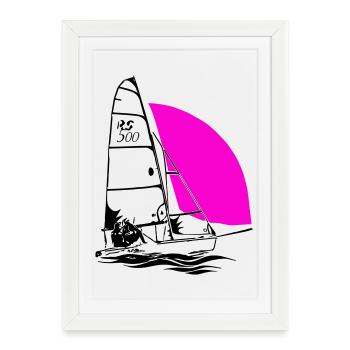 RS 500 Régate de dériveurs à voile voile de couleur - Affiche encadrée (27 × 37 cm) - blanc - Devant