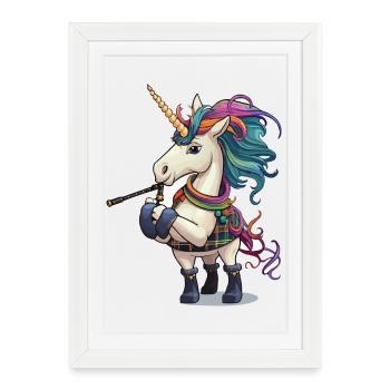 Cornemuses Licorne Colorées - Affiche encadrée (27 × 37 cm) - blanc - Devant