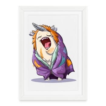 Yawning unicorn with scarf - Framed poster (27 × 37 cm) - white - Front