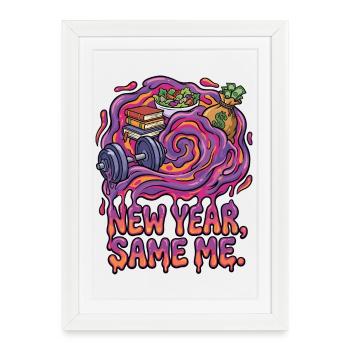 New Year, the same I - Framed poster (27 × 37 cm) - white - Front