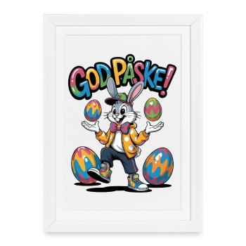 Lapin de Pâques dans un style coloré - Affiche encadrée (27 × 37 cm) - blanc - Devant