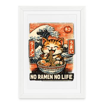 Ramen Nouilles Anime japonais Manga Kawaii - Affiche encadrée (27 × 37 cm) - blanc - Devant