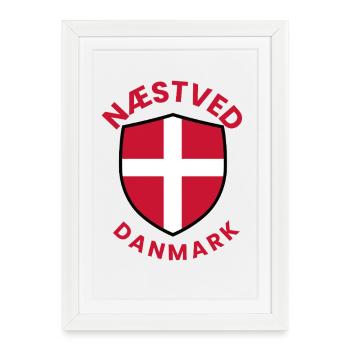 Bouclier du drapeau du Danemark de Nästved - Affiche encadrée (27 × 37 cm) - blanc - Devant