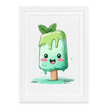 Pops Kawaii vert menthe - Affiche encadrée (27 × 37 cm) - blanc - Devant