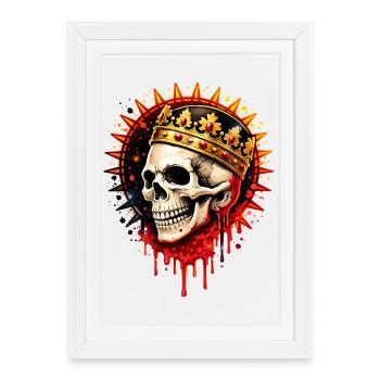 Illustration du crâne couronné - Affiche encadrée (27 × 37 cm) - blanc - Devant