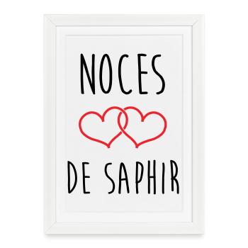 Noces de Saphir 16 ans de mariage - Affiche encadrée (27 × 37 cm) - blanc - Devant