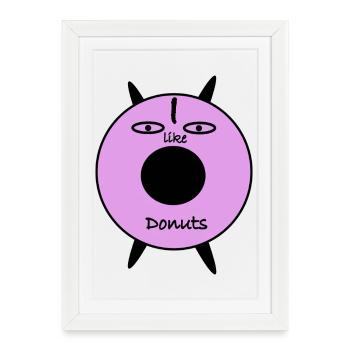 T-shirt graphique visage en beignet violet - Affiche encadrée (27 × 37 cm) - blanc - Devant