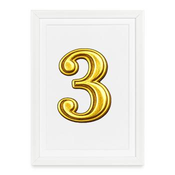 Golden Numeral Three Ornament - Framed poster (27 × 37 cm) - white - Front