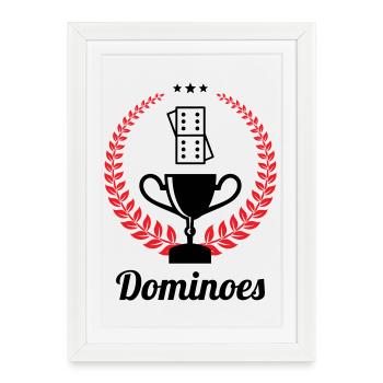 Champion de Domino : Le Trophée du Vainqueur - Affiche encadrée (27 × 37 cm) - blanc - Devant