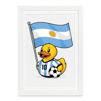 Maillot de football argentin pour les supporters - Affiche encadrée (27 × 37 cm) - blanc - Devant