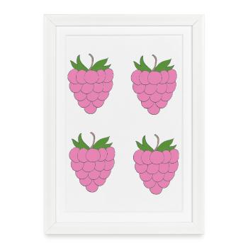 Raspberry Double Cluster Pattern - Framed poster (27 × 37 cm) - white - Front