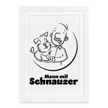 Mann mit Schnauzer (Oberlippenbart) - Gerahmtes Poster (27 × 37 cm) - Weiß - Vorne