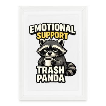 Soutien émotionnel Trash Panda - Affiche encadrée (27 × 37 cm) - blanc - Devant