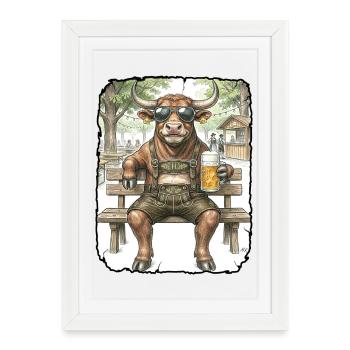 Jardin de bière Bull Bull - Affiche encadrée (27 × 37 cm) - blanc - Devant