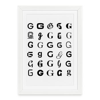 Typographie : design de mosaïque de lettres G - Affiche encadrée (27 × 37 cm) - blanc - Devant