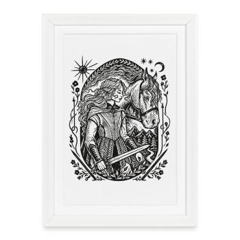Night Forest Silhouette: Fantasy Guardian - Framed poster (27 × 37 cm) - white - Front