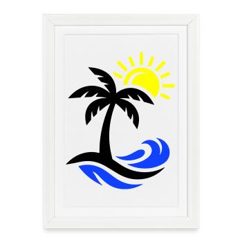 Océan Palm Tree Beach - Affiche encadrée (27 × 37 cm) - blanc - Devant