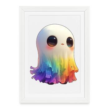 Creepy Cute Rainbow Ghost - Framed poster (27 × 37 cm) - white - Front