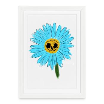 Marguerite Bleue - Affiche encadrée (27 × 37 cm) - blanc - Devant