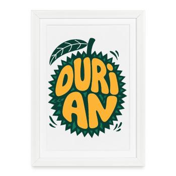 Durian fruit logo with spikes - Framed poster (27 × 37 cm) - white - Front
